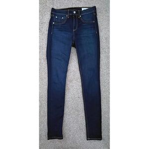 RAG & BONE High Rise Ankle Skinny Jeans Stretch Denim, Bedford Dark Blue